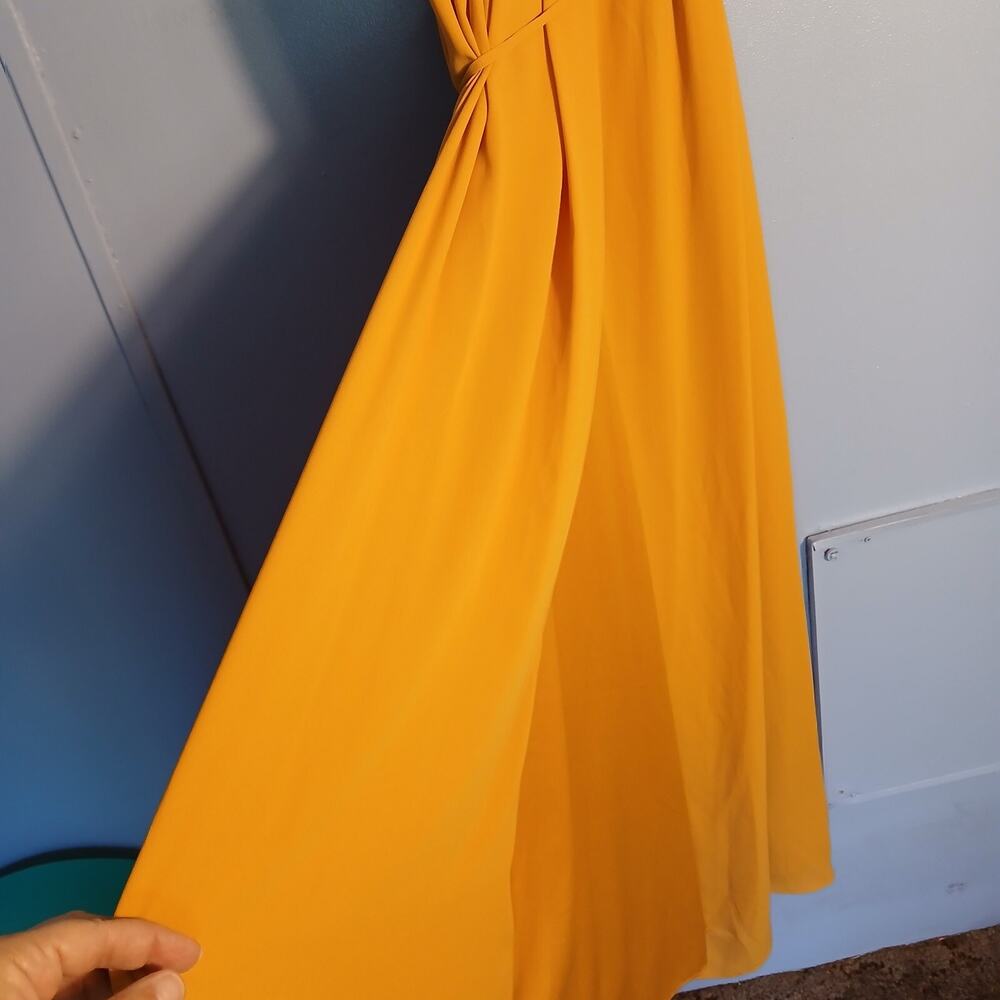 Davids Bridal Formal Floor Length Wrap Dress Size 6 Marigold NWT ,Flutter Sleeve - Picture 11 of 16